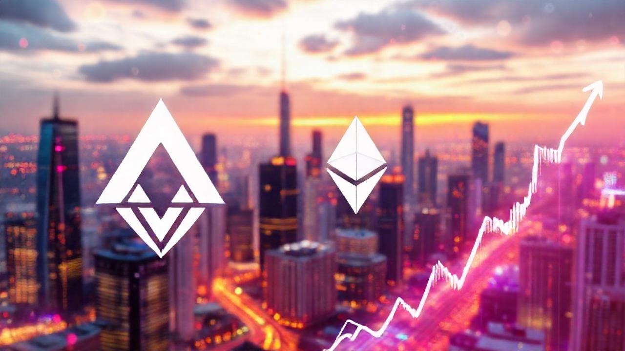 Ciudad futurista digitalmente brillante y ascendente