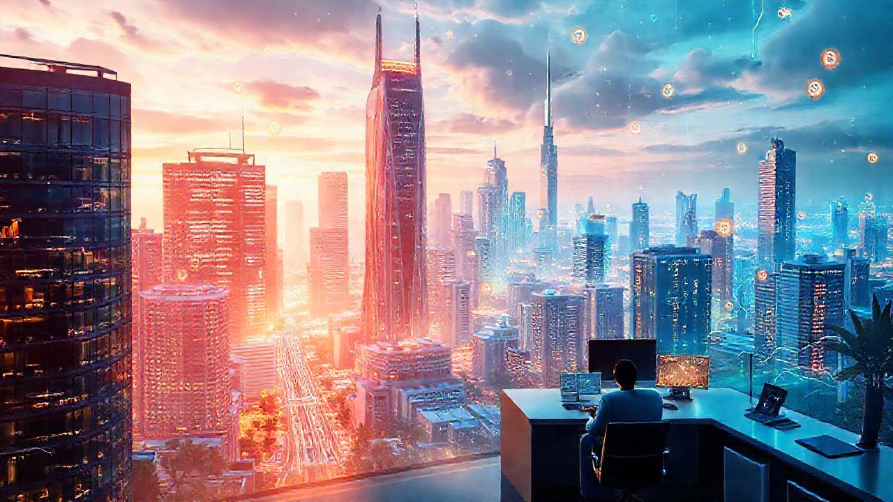 Ciudad futurista de inversión digital