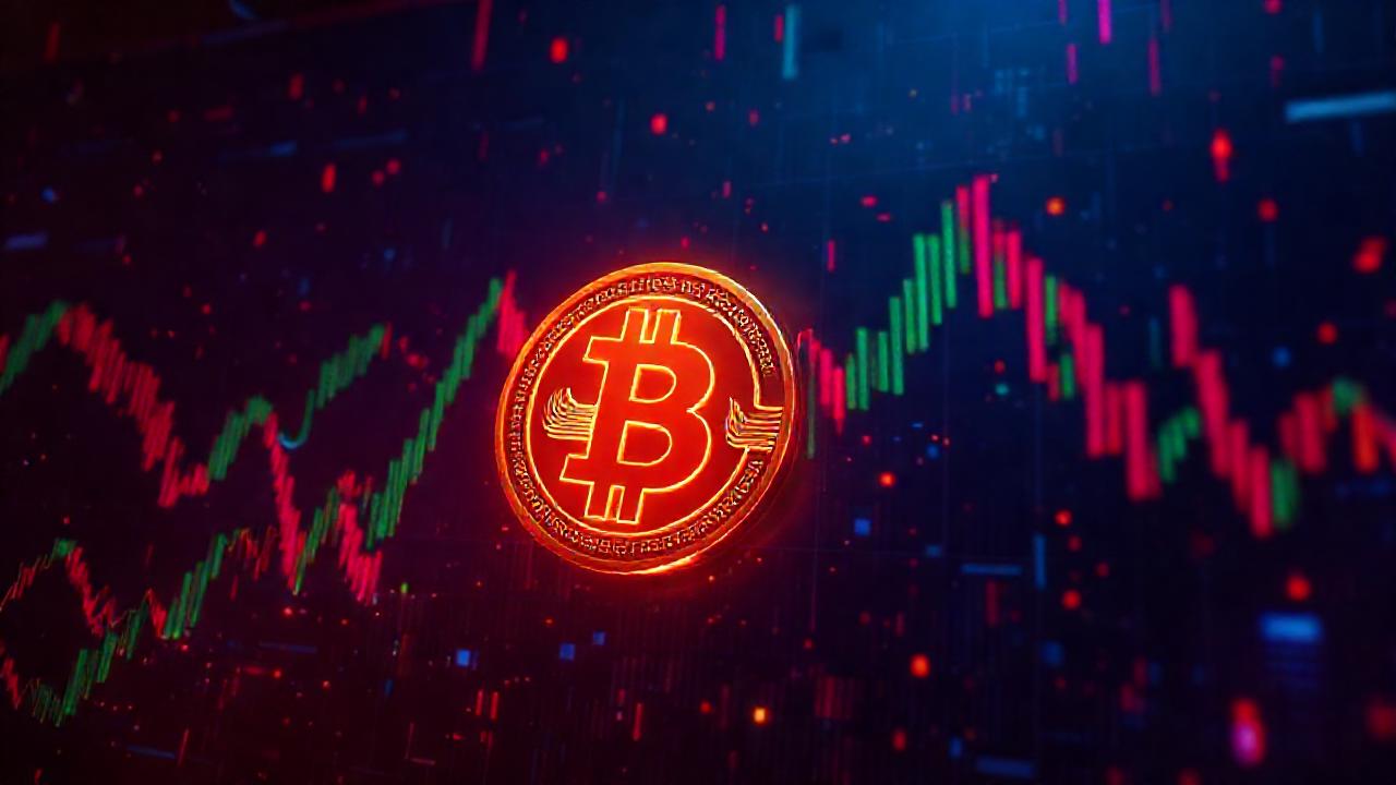 Bitcoin visualiza caos digital vibrante
