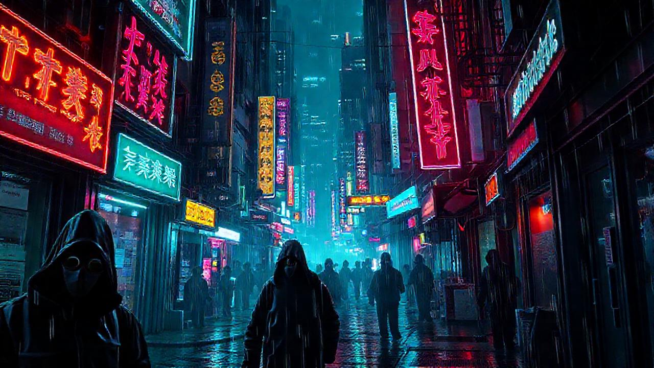 Ciudad cyberpunk futurista y digitalmente vibrante
