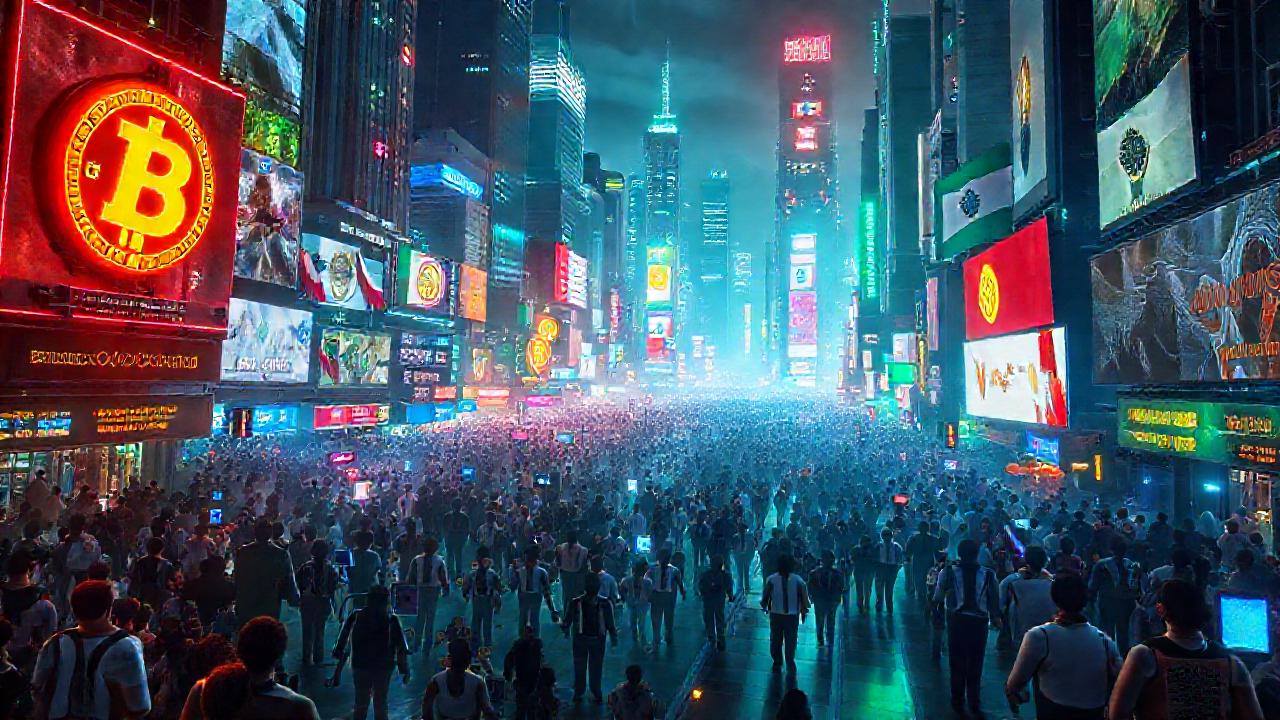 Ciudad futurista con cripto y cultura