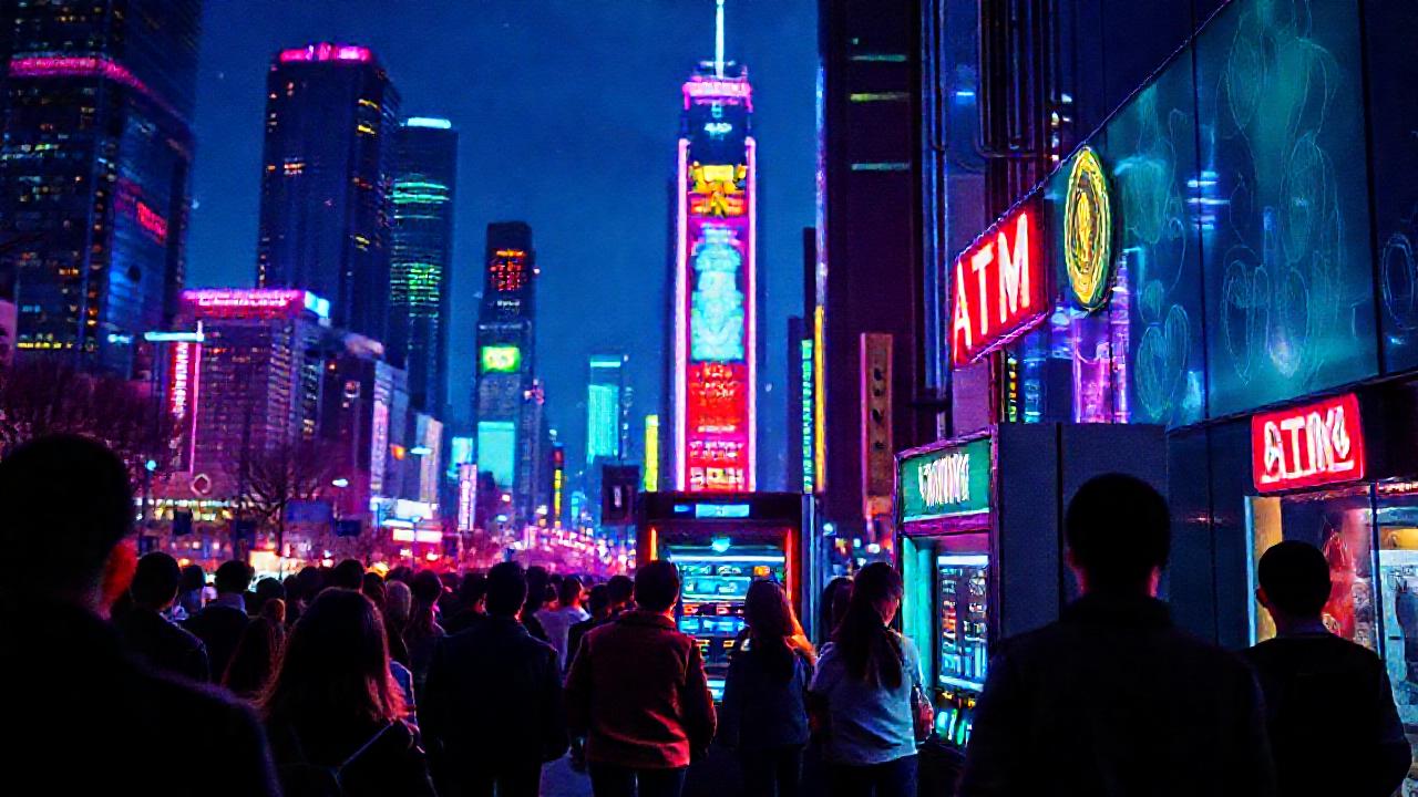 Atención nocturna futurista y cripto-lumínica