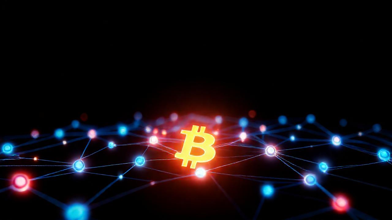 Blockchain digital futurista brilla intensamente