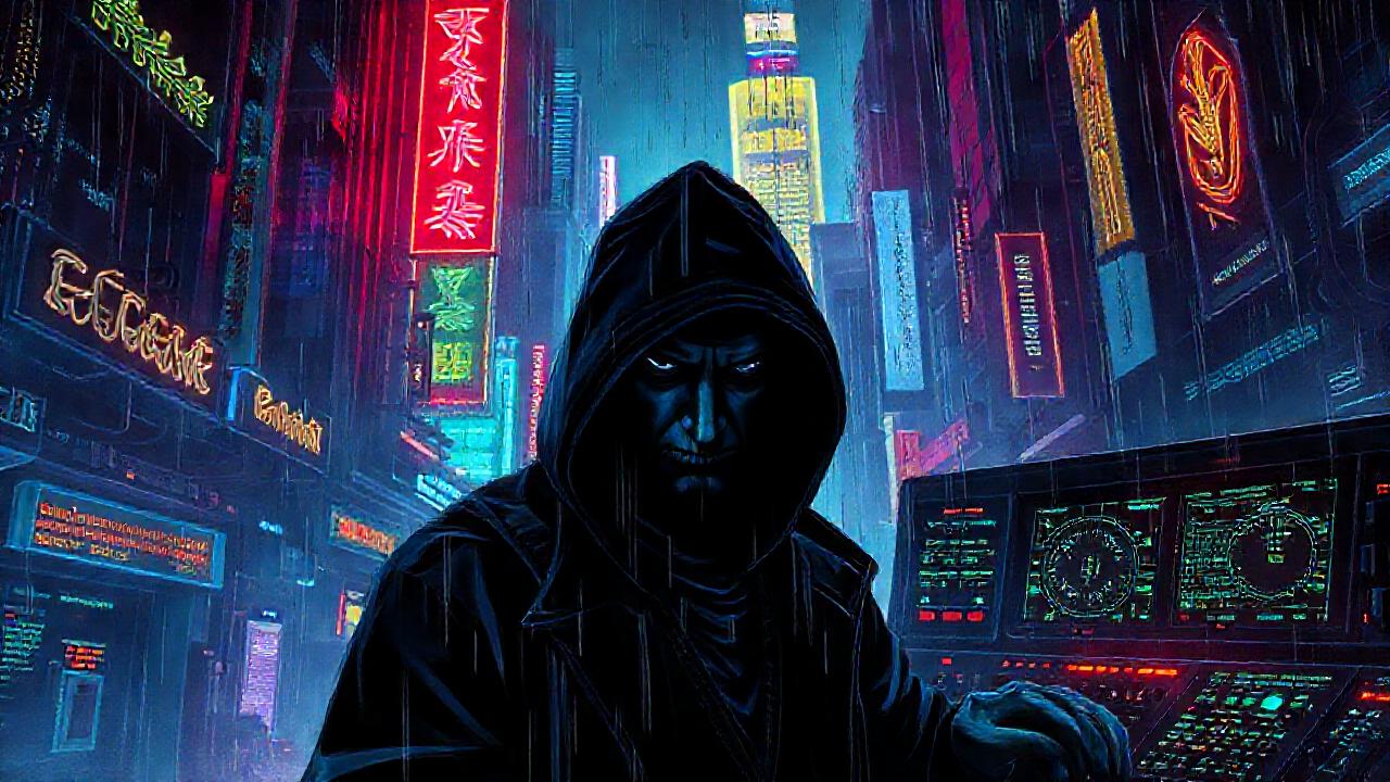 Ciudad cyberpunk oscura y vibrante