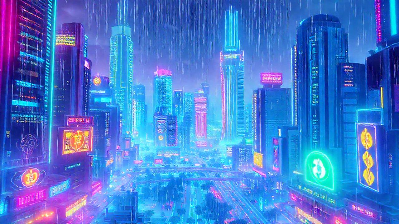 Ciudad futurista digitalmente brillante y cripto