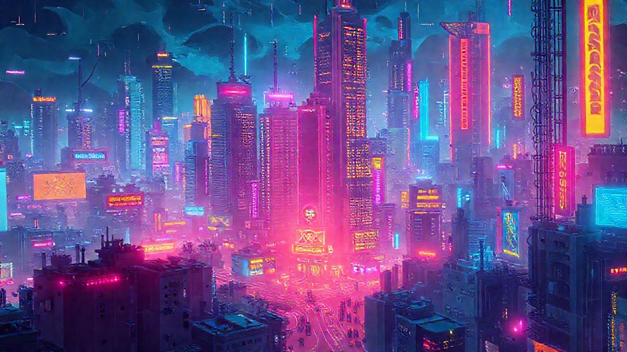 Ciudad cyberpunk digital
