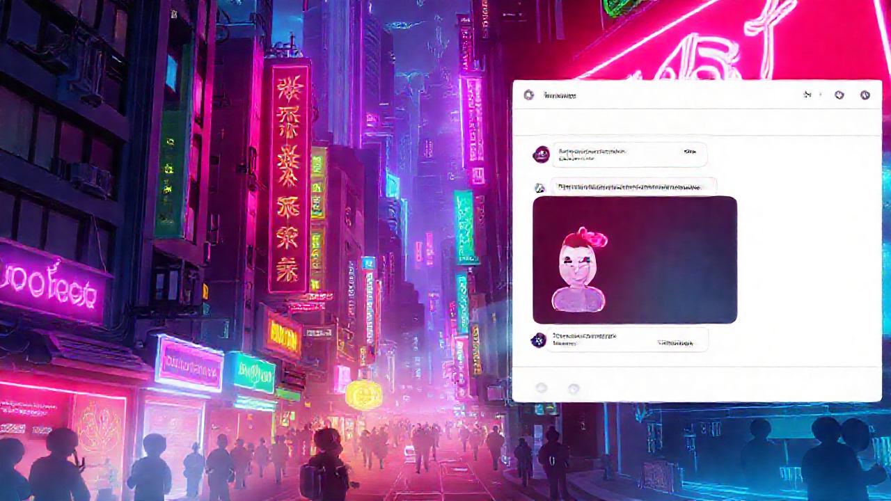 Ciudad cyberpunk digital, vibrante y conectada