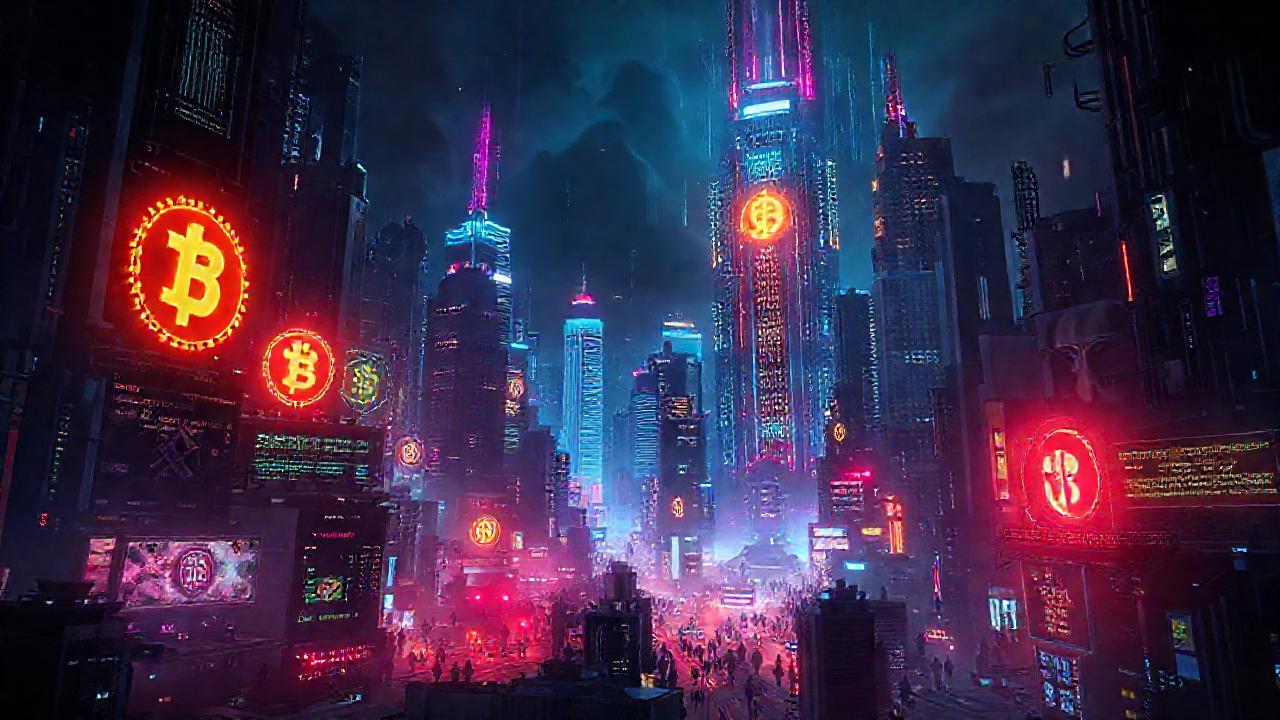 Una ciudad futurista y digitalmente caótica