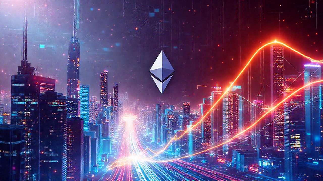 Ciudad futurista digital, energía ascendente y confianza