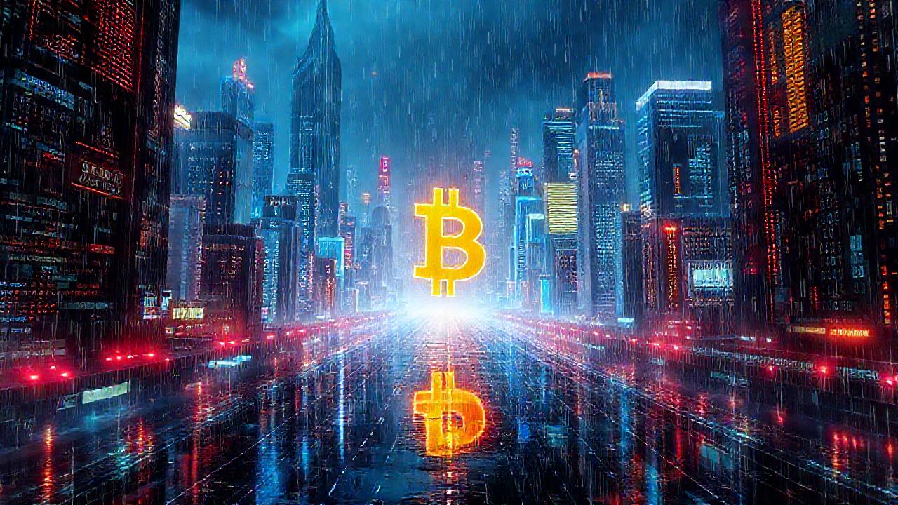 Ciudad futurista digital, cripto y luces
