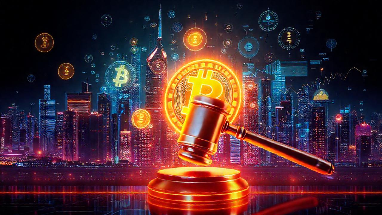 Ciudad futurista digital, cripto y riesgo