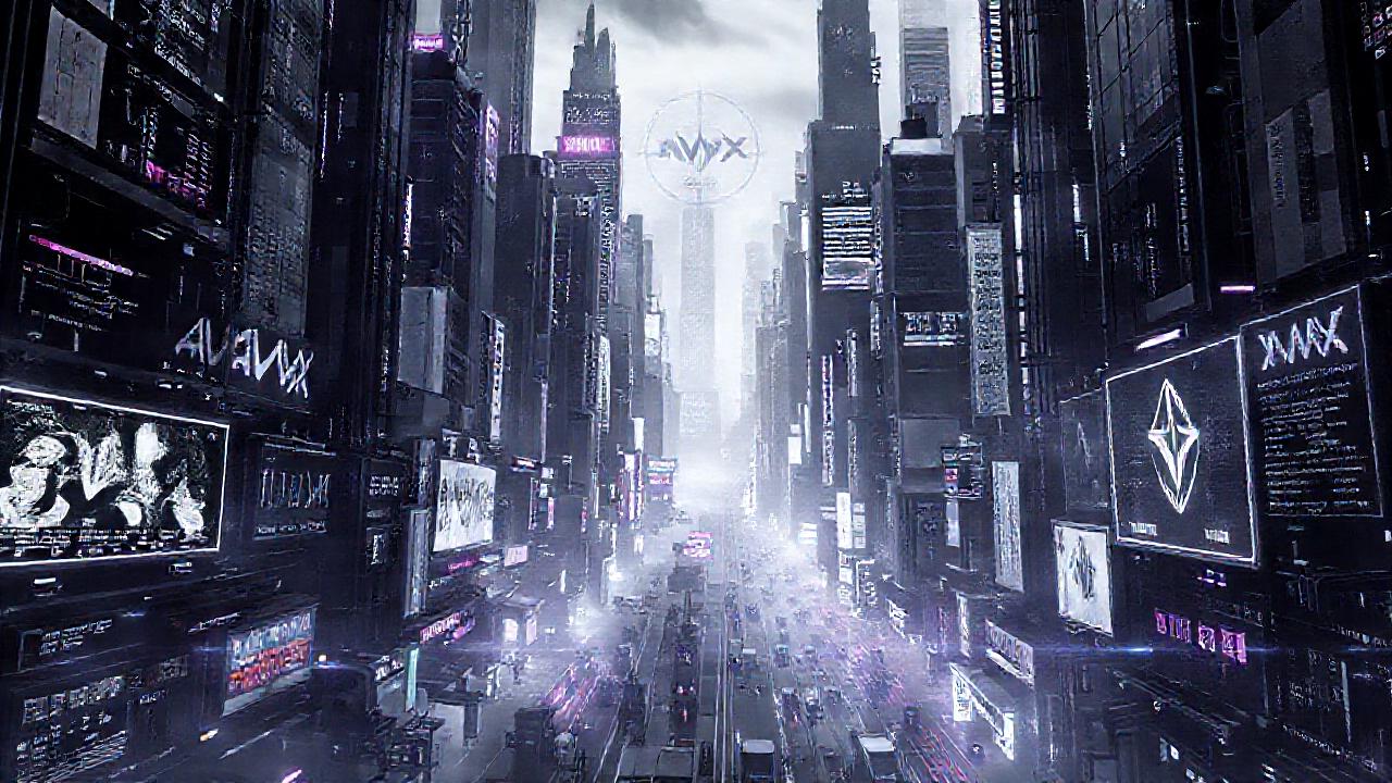 Ciudad cyberpunk futurista, compleja y ominosa
