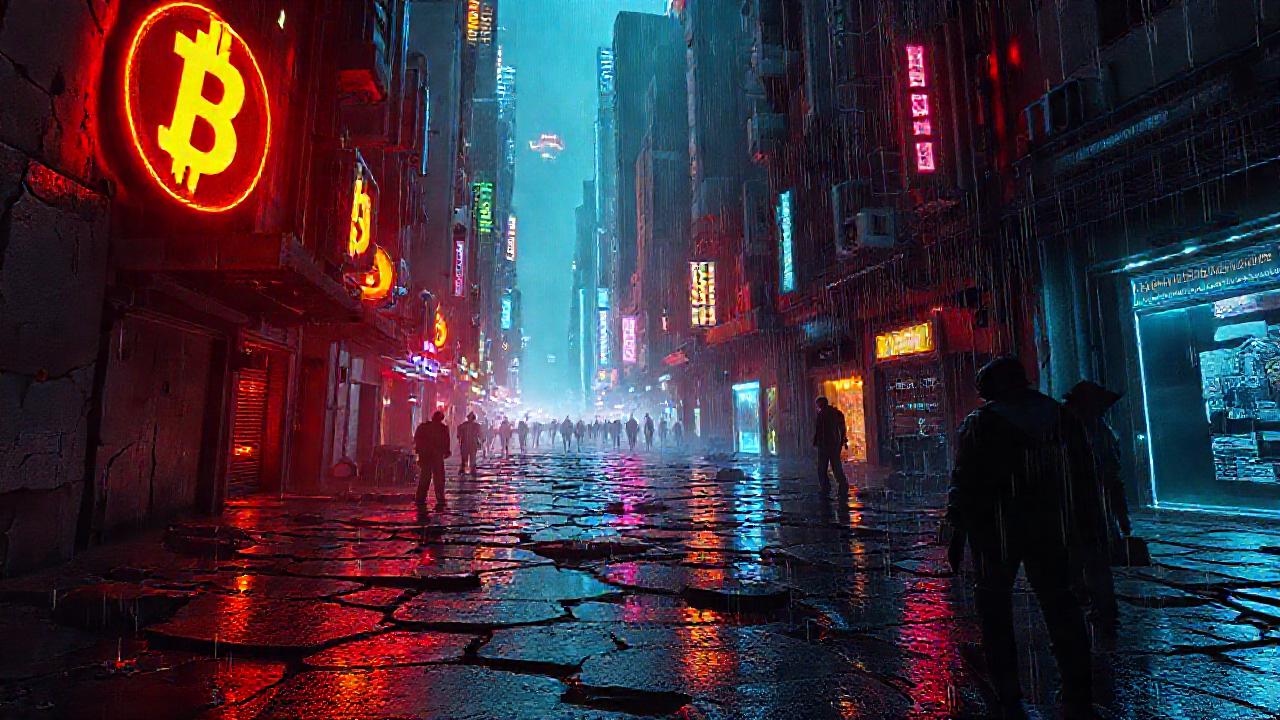 Ciudad cyberpunk, digital y oscura