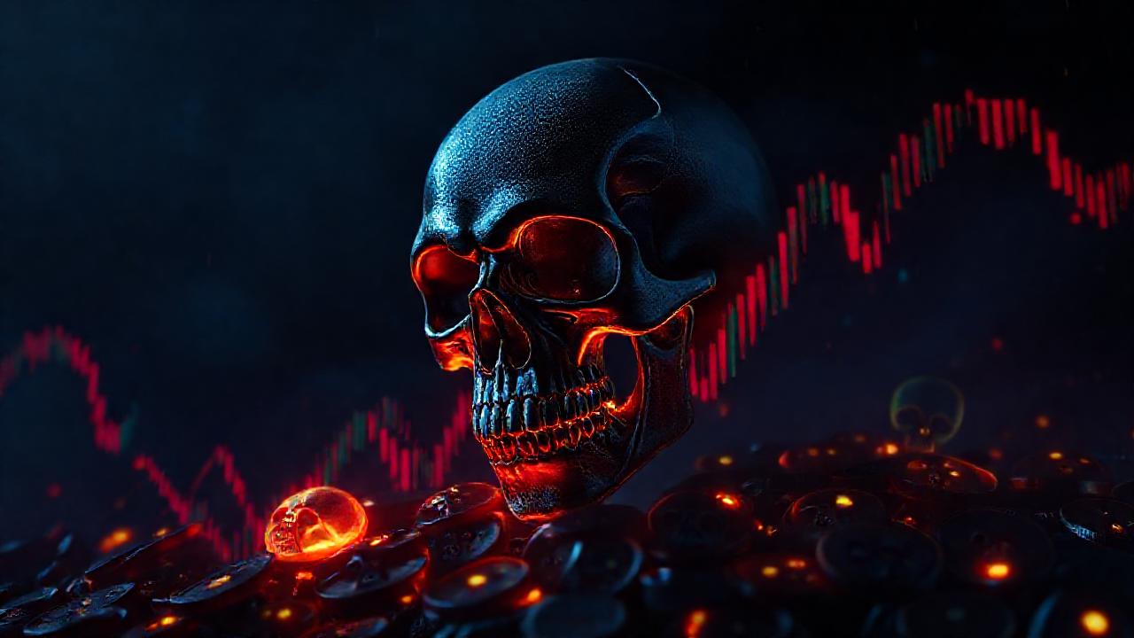 Un gráfico cripto siniestro muestra monedas crípticas