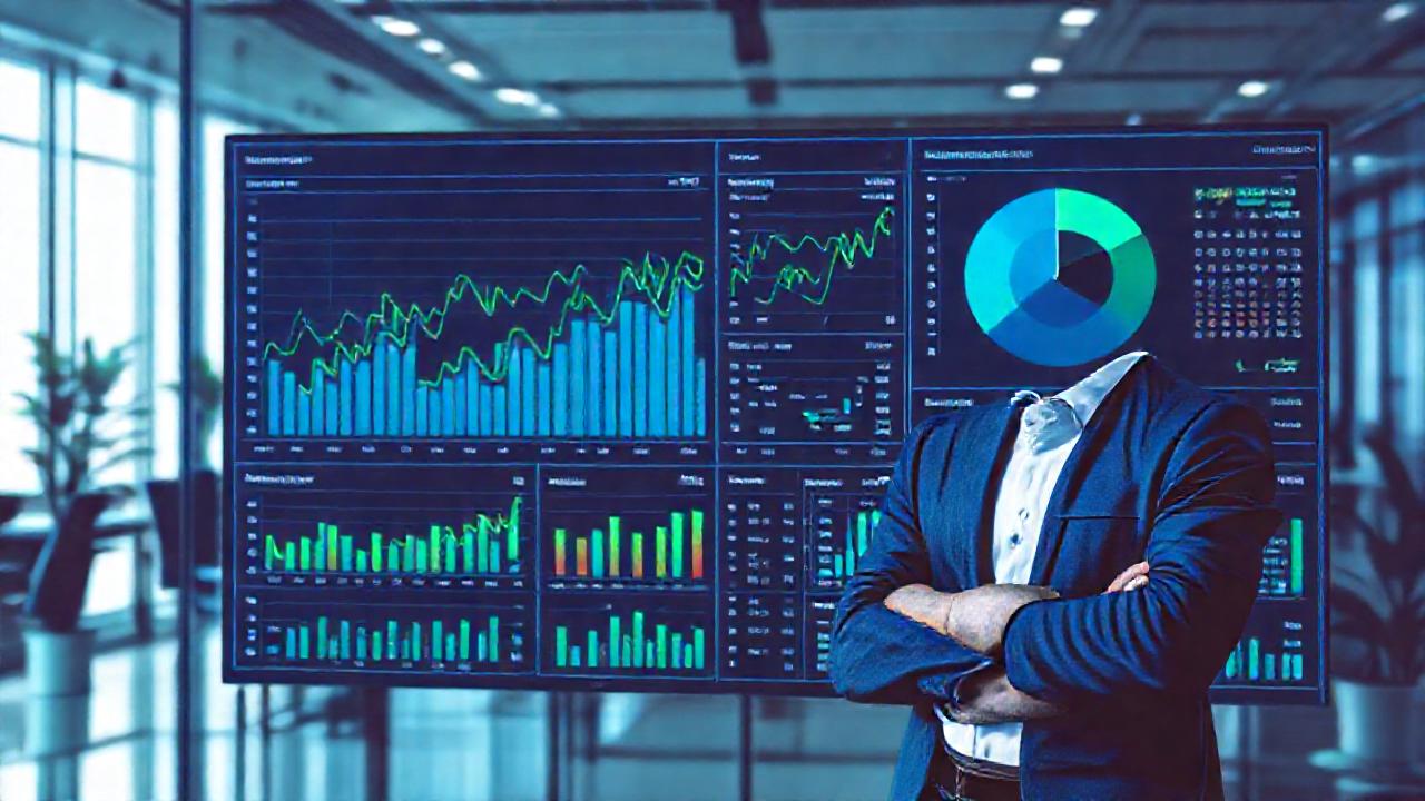 Inversor confiado analiza datos financieros