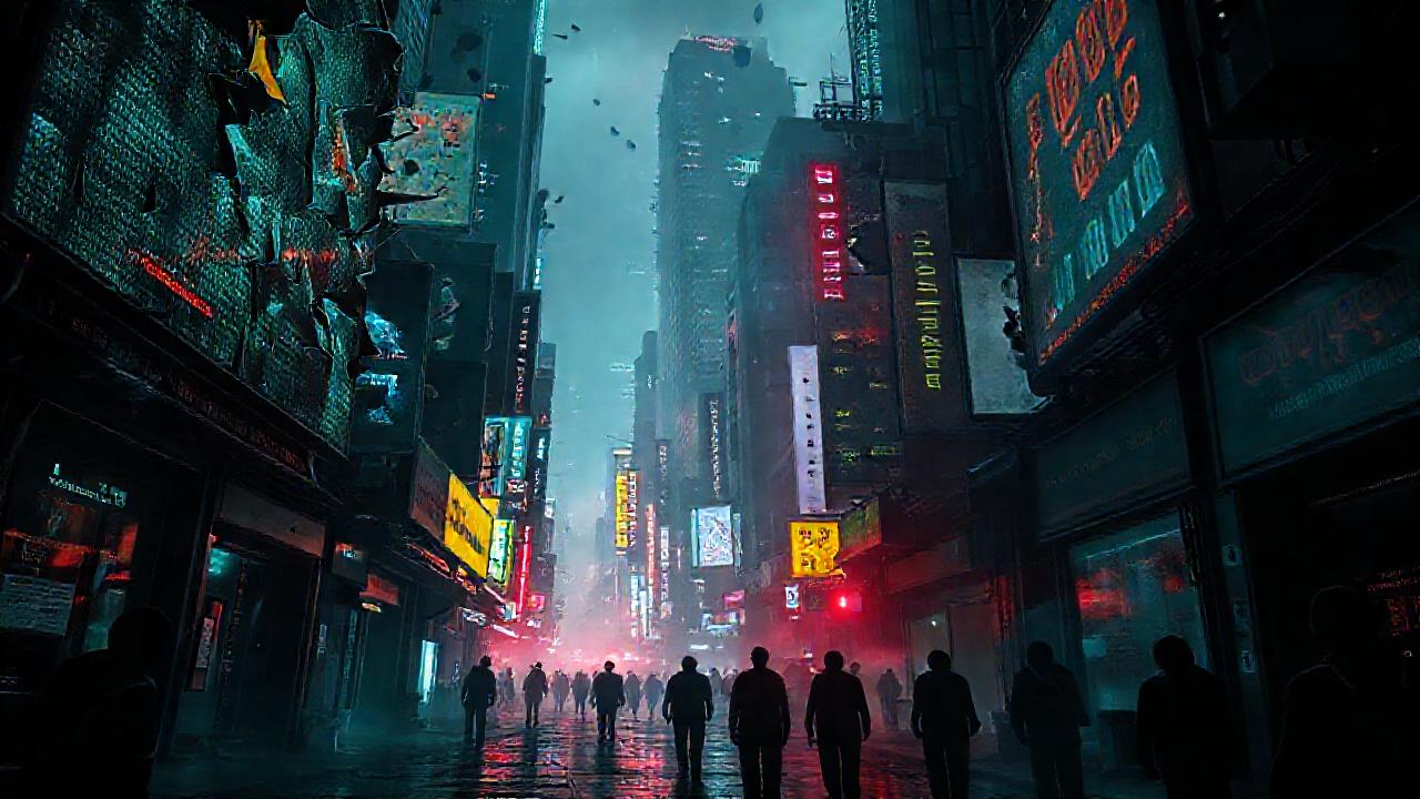 Ciudad cyberpunk distópica y peligrosa