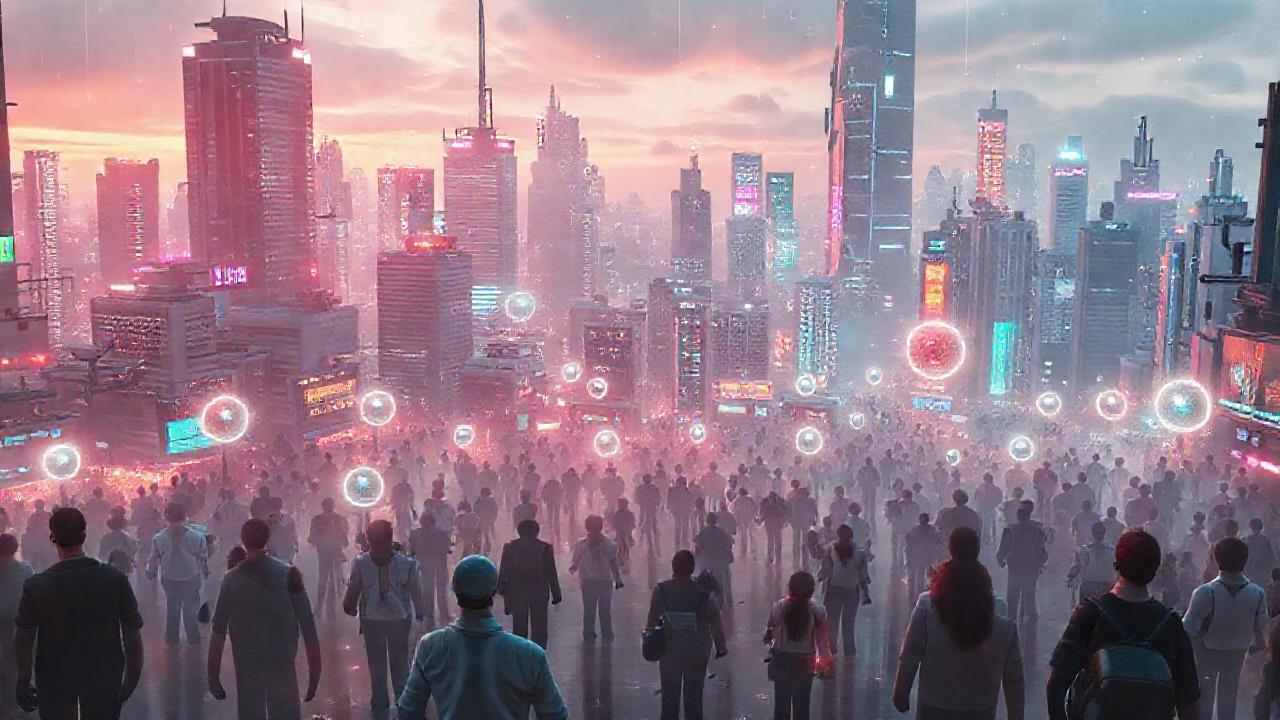Ciudad futurista, brillante y conectada