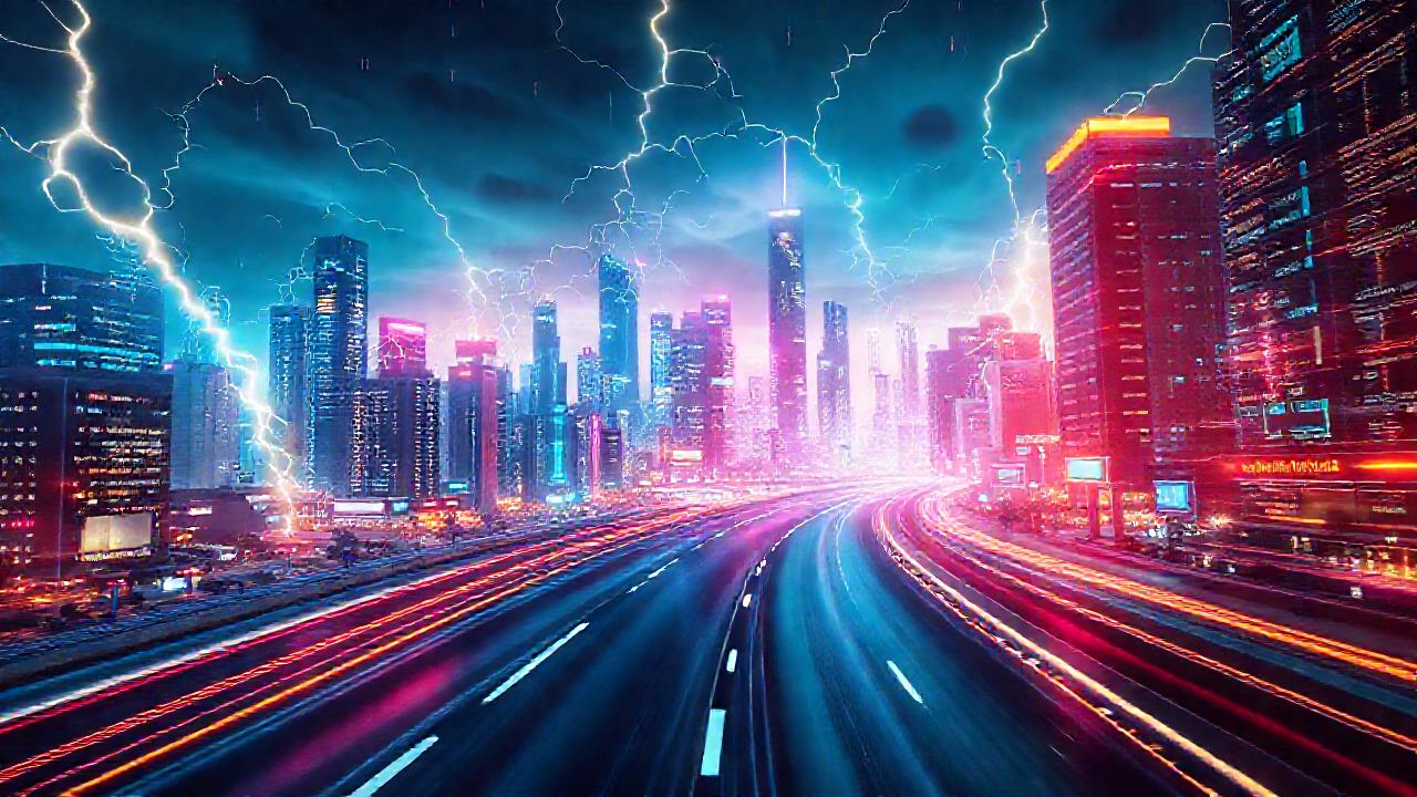 Ciudad futurista con datos brillantes