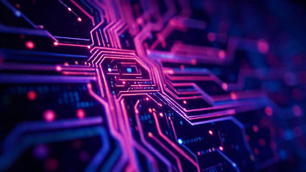Circuito digital futurista, luz y código