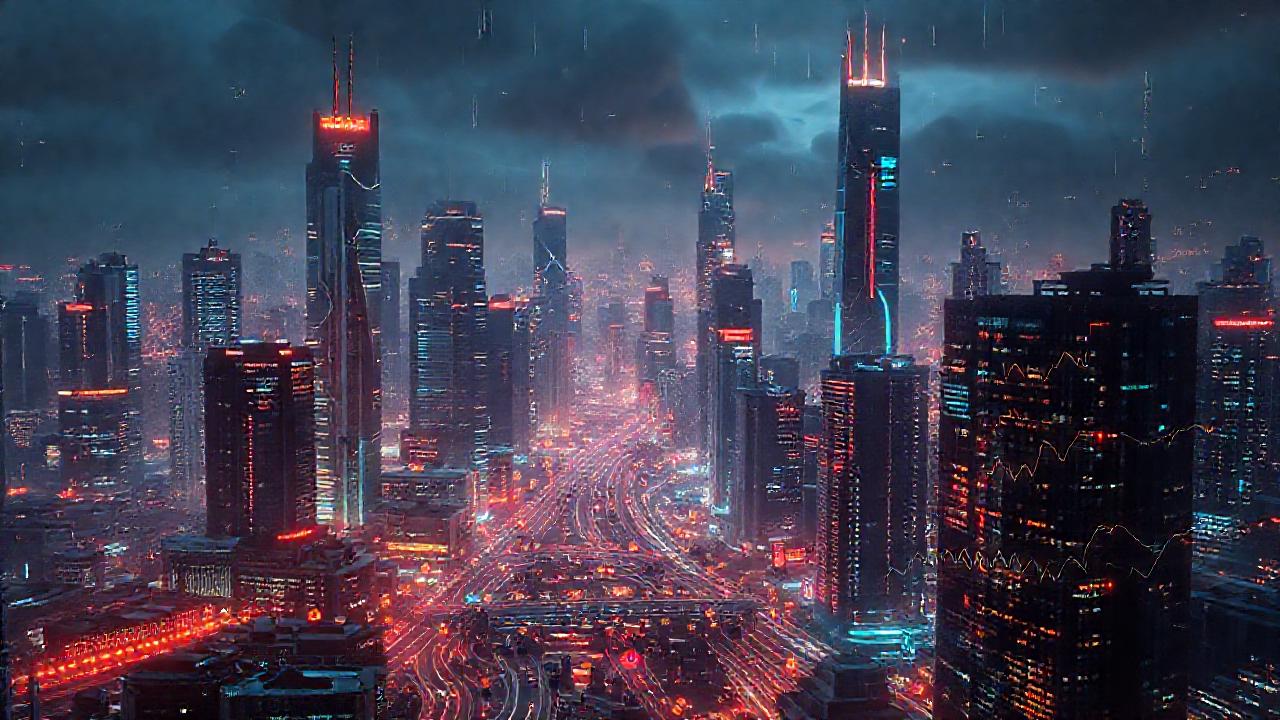 Ciudad futurista digital, riesgos y trading