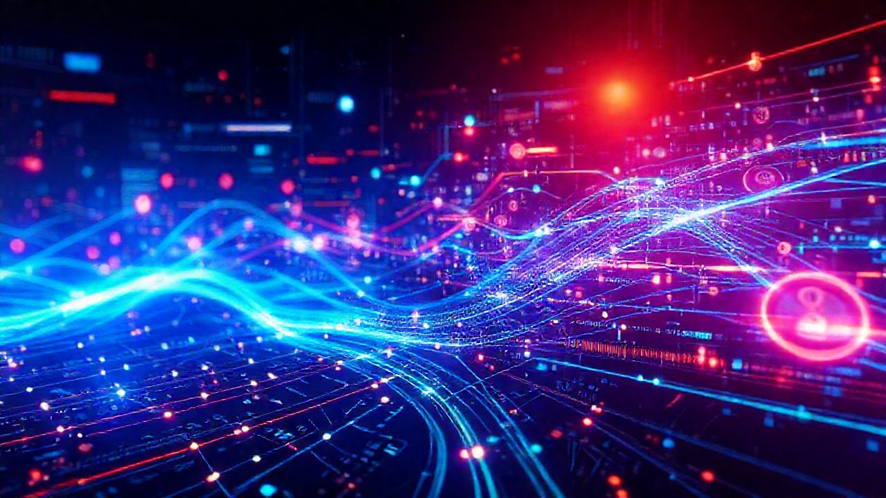 Interfaz futurista muestra datos digitales brillantes