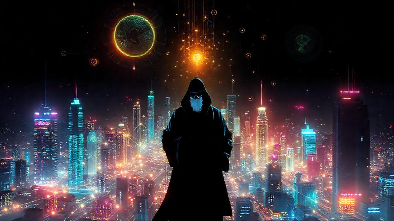 Ciudad futurista: blockchain y Satoshi ocultos