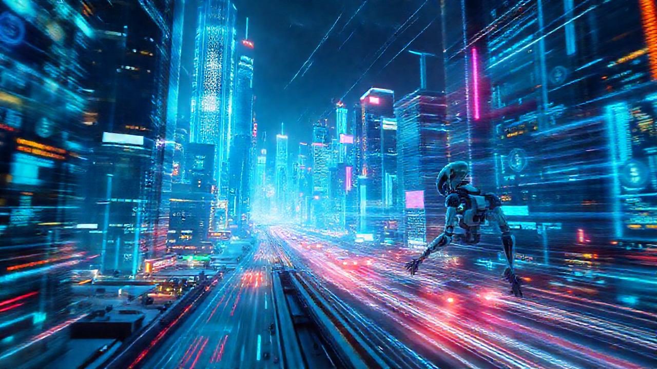 Ciudad futurista digitalmente vibrante y avanzada
