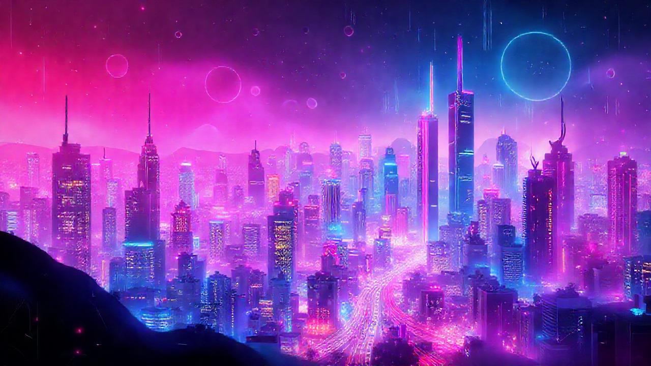 Ciudad digital brillante en blockchain