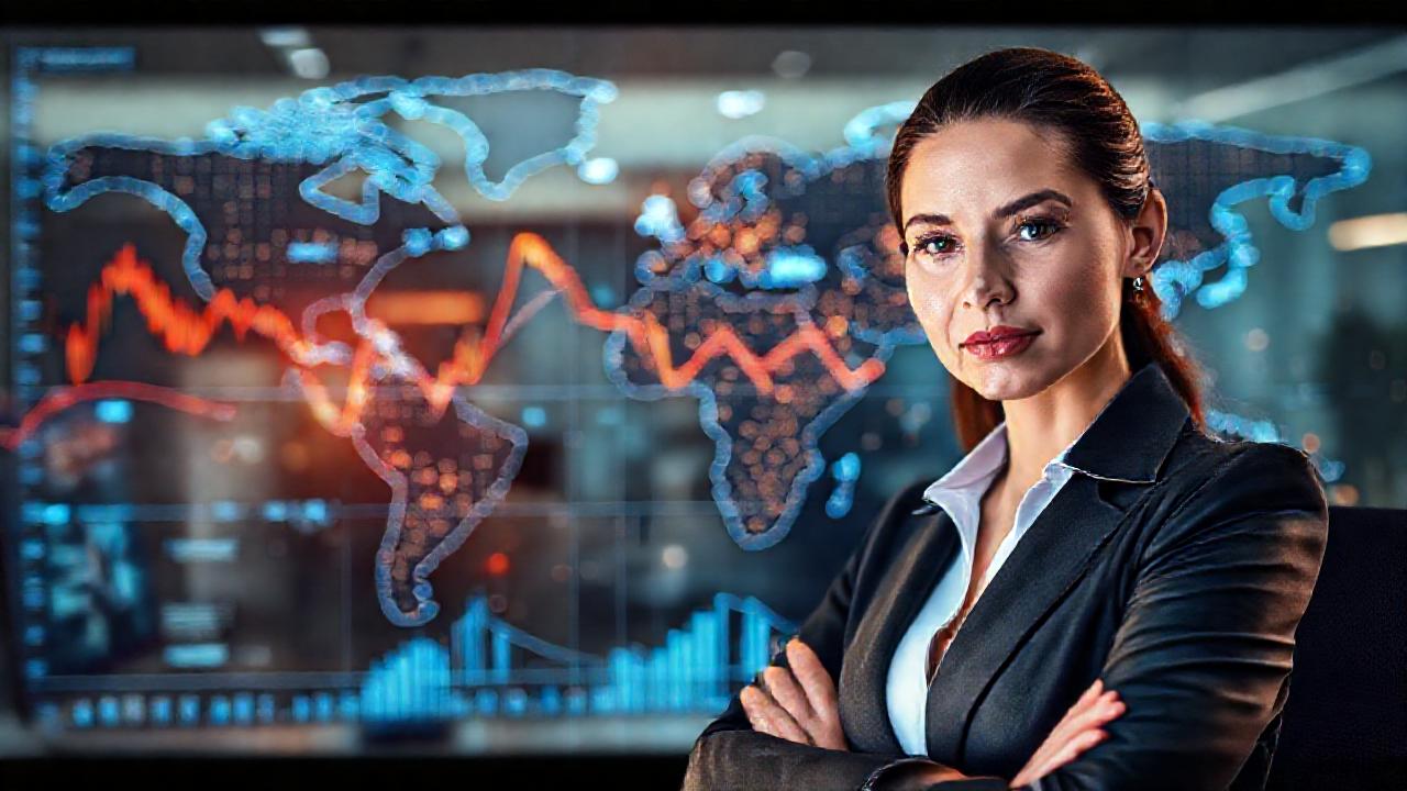 Una ejecutiva analiza datos globales digitales