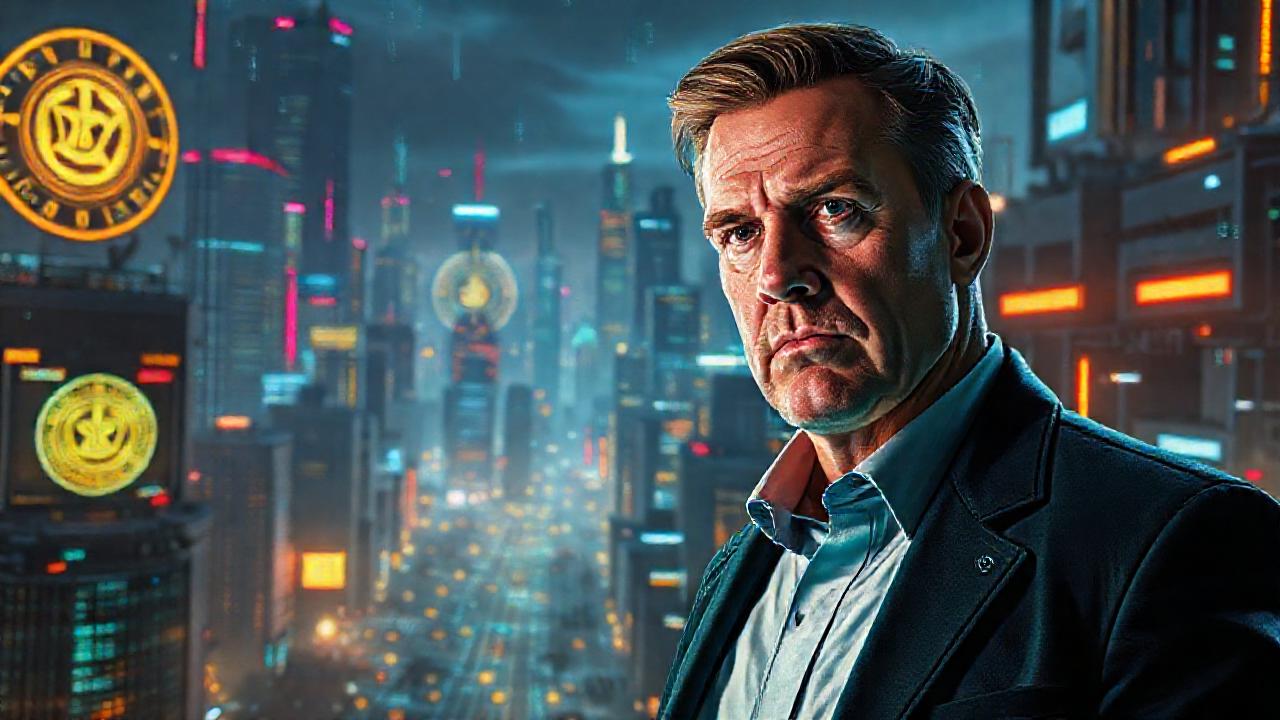Un senador observa una ciudad cyberpunk