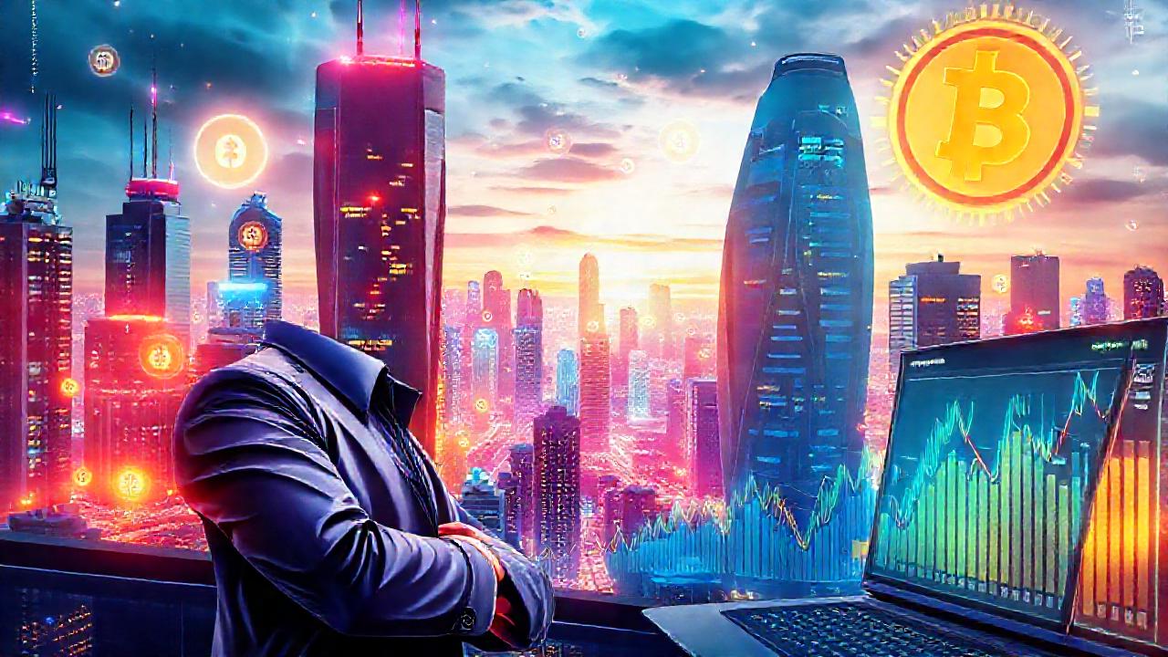 Ciudad futurista digital, trading confiado y brillante
