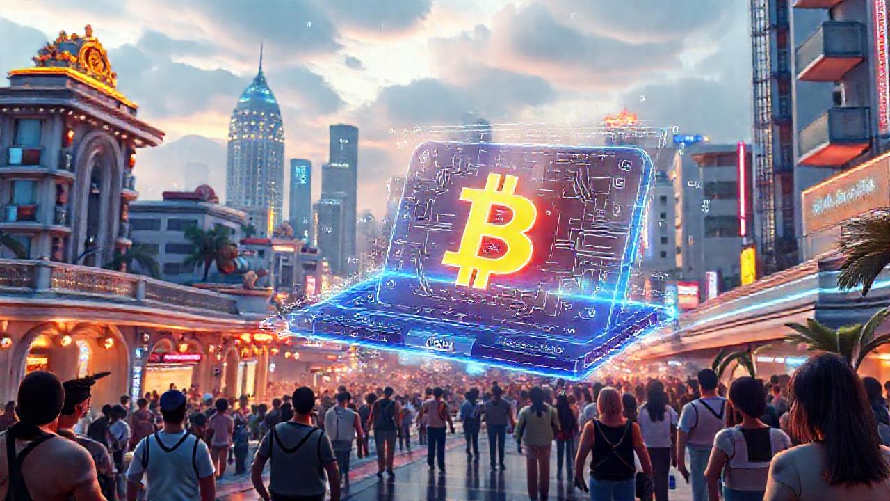 Ciudad futurista, tecnología y Bitcoin seguros