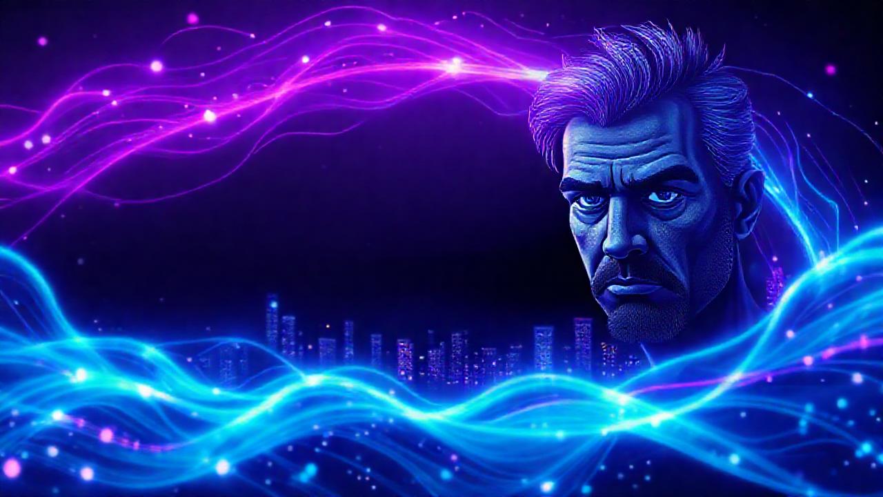 Ondas cripto futuristas brillan en la oscuridad