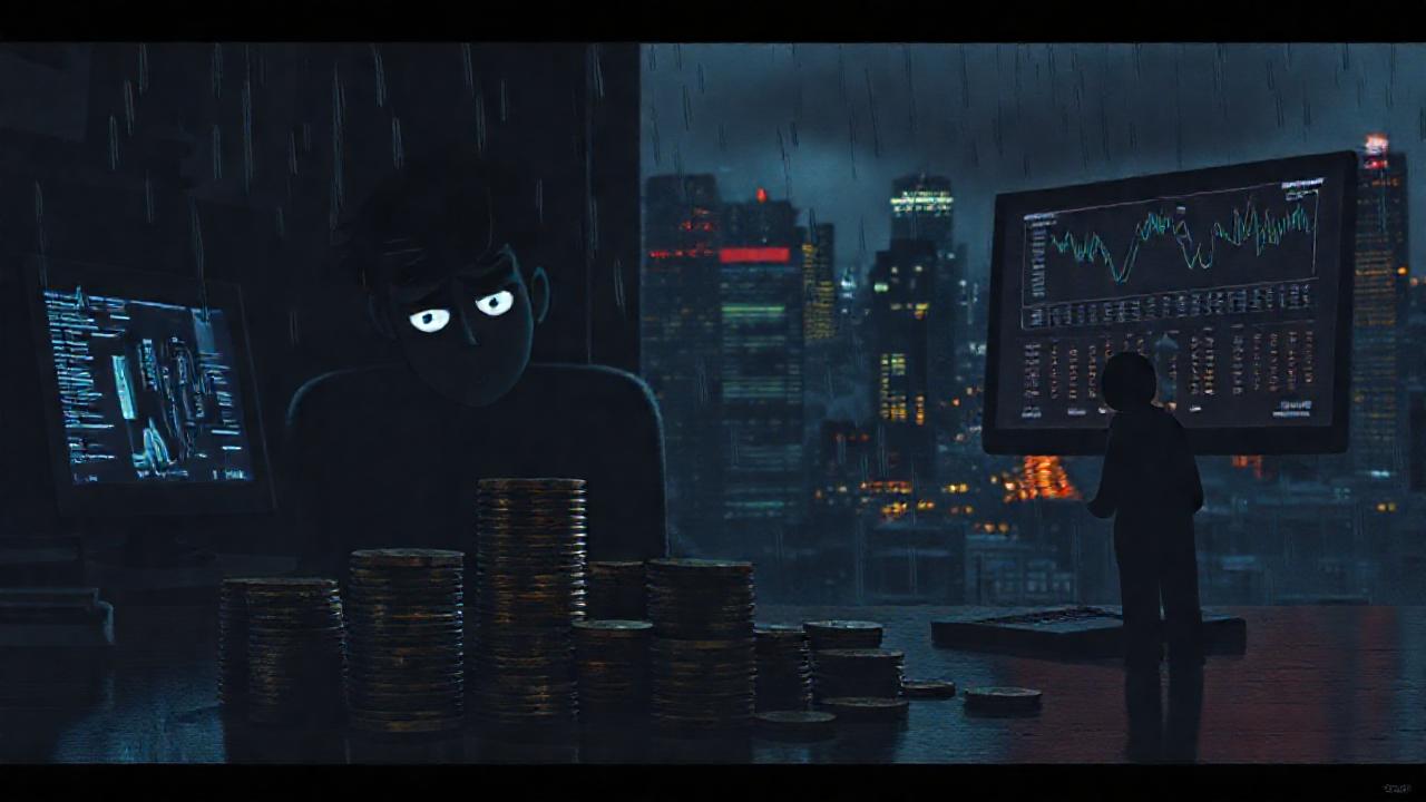 Un solitario fracaso financiero en la lluvia
