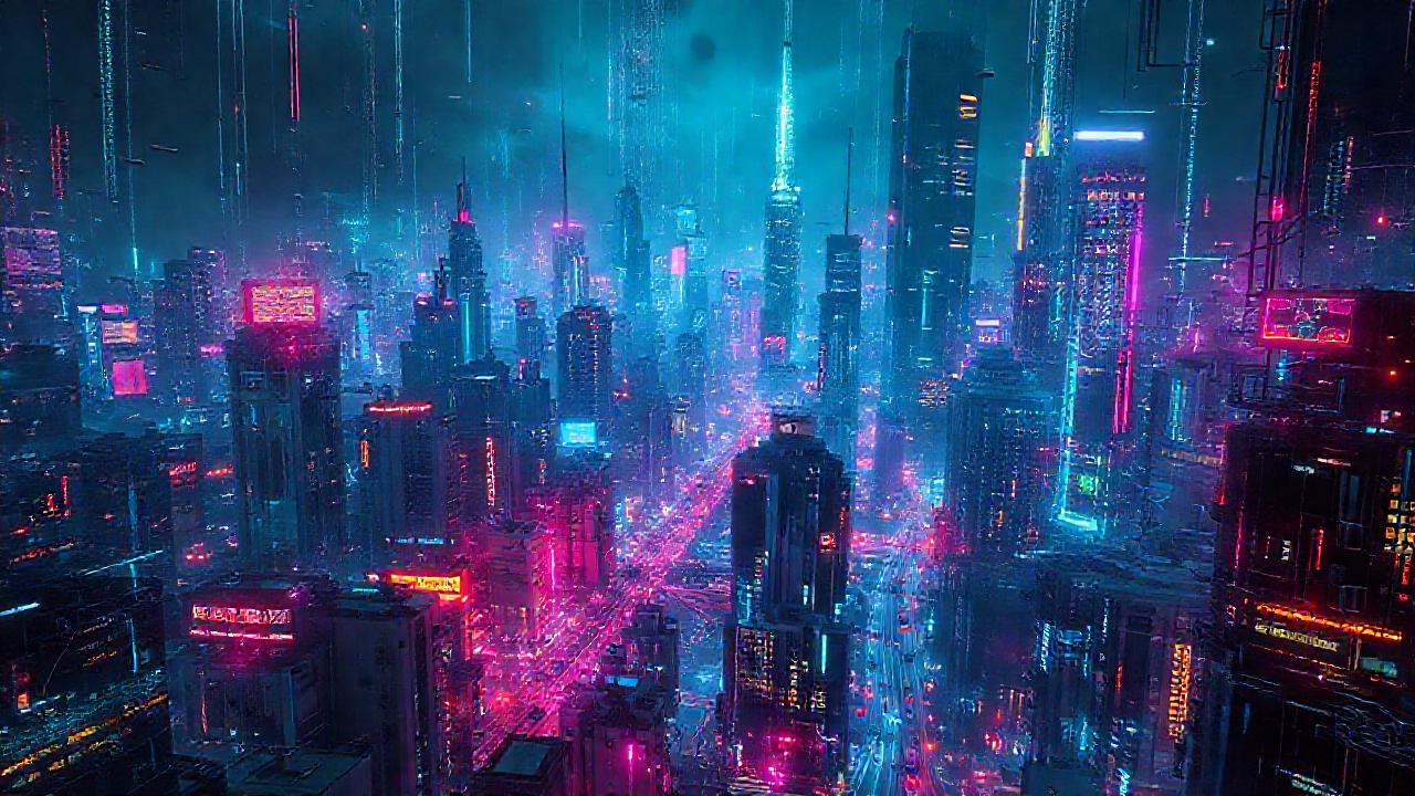 Ciudad cyberpunk futurista