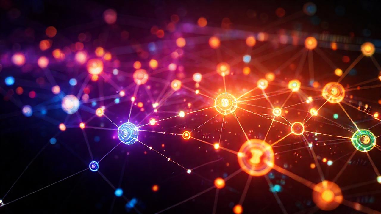 Red cripto abstracta, vibrante y futurista